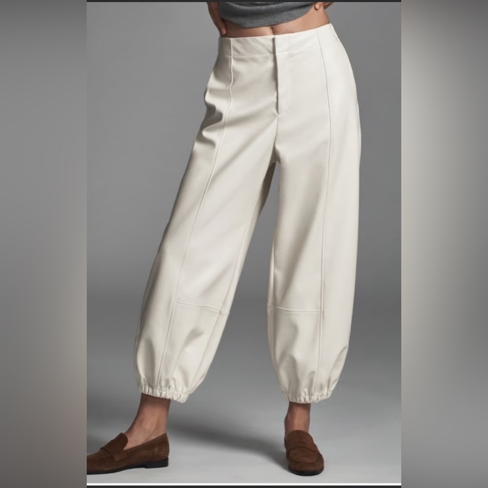 NWT Size M - Anthropologie Faux-Leather Balloon Pants White (NWT US$ 148)